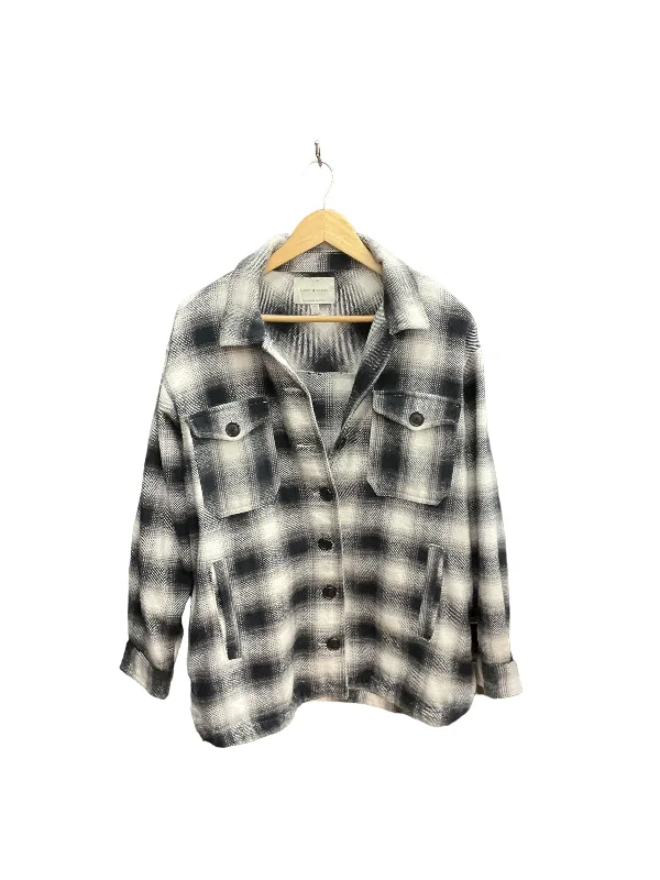 Jacket Shirt By Lucky Brand In Plaid Pattern, Size: M