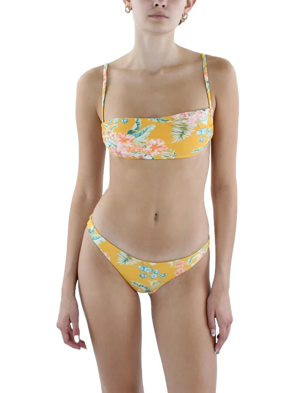 Tulum Tropical Jupiter Womens Floral Print Polyester Bikini Swim top