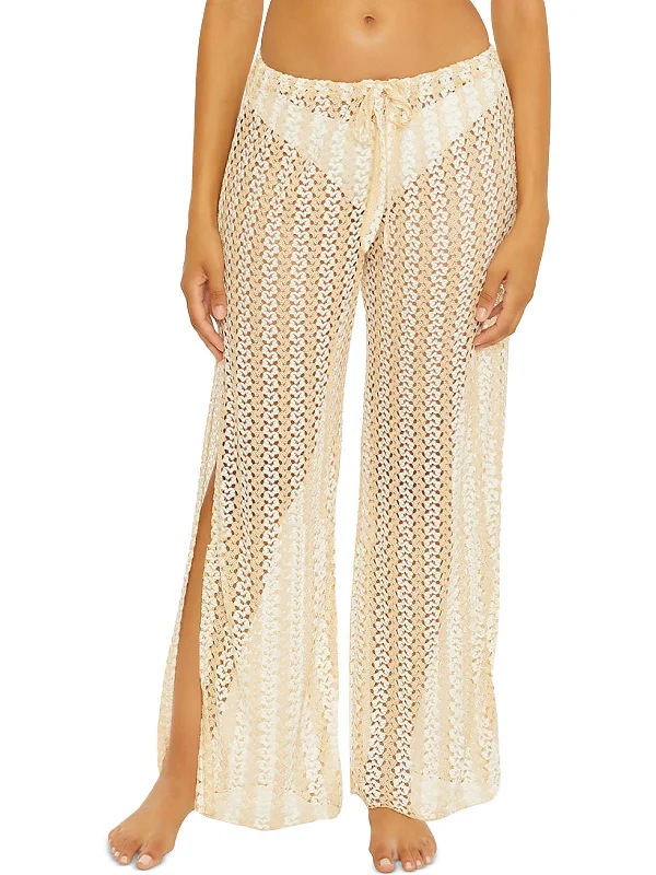 Womens Crochet Metallic Cover-Up