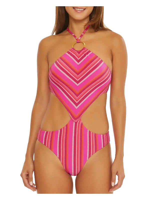 Womens Cut-Out Polyester One-Piece Swimsuit