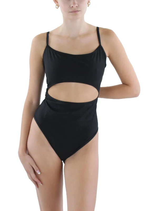 Womens Solid Recycled Polyester One-Piece Swimsuit