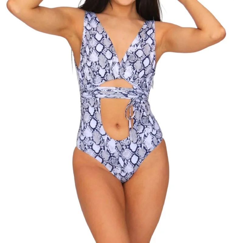 Written In The Sand One-Piece Swimsuit In Grey/white