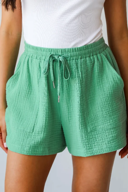 FINAL SALE - Modern Delight Green Linen Shorts - DU DEAL