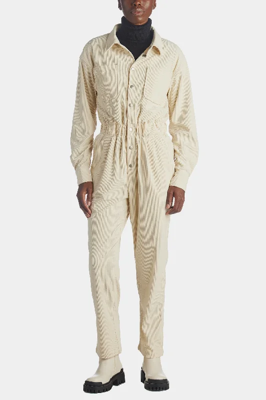 Corduroy Collar Button Down Jumpsuit