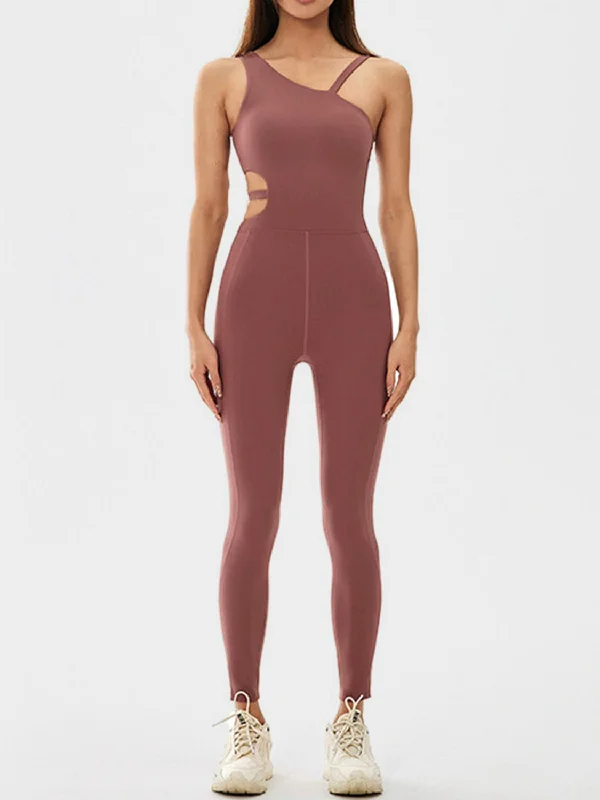 Hot Girl Cutout Asymmetrical Active Jumpsuit