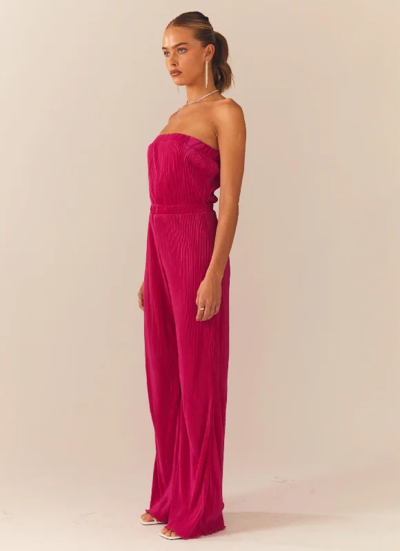 Doing The Most Plisse Jumpsuit - Magenta