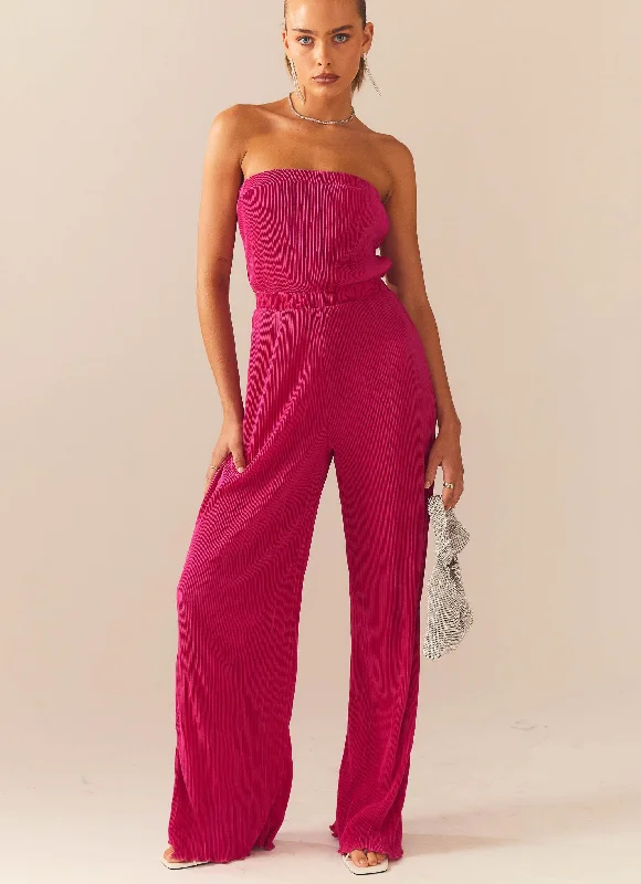 Doing The Most Plisse Jumpsuit - Magenta