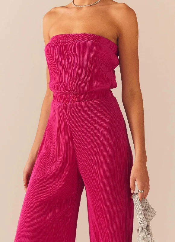 Doing The Most Plisse Jumpsuit - Magenta