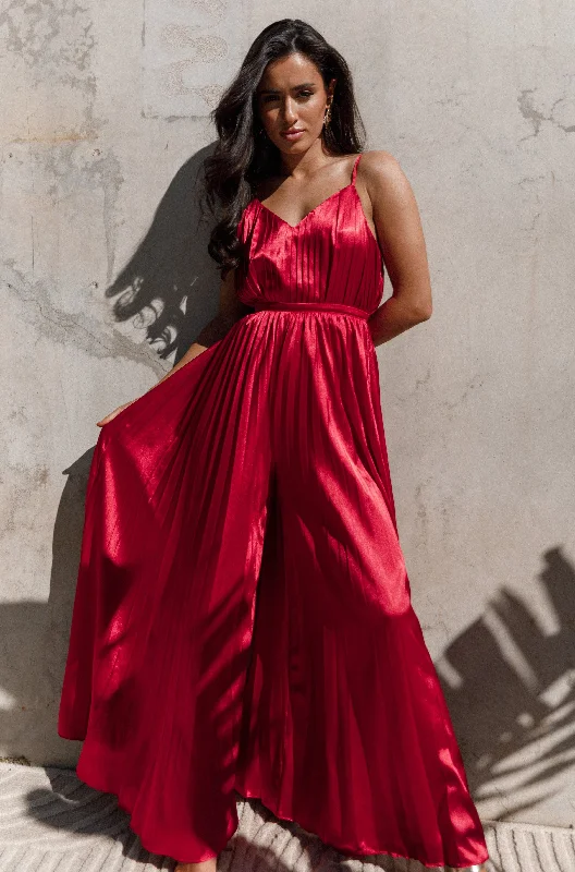 Eden Wide Leg Jumpsuit - Red