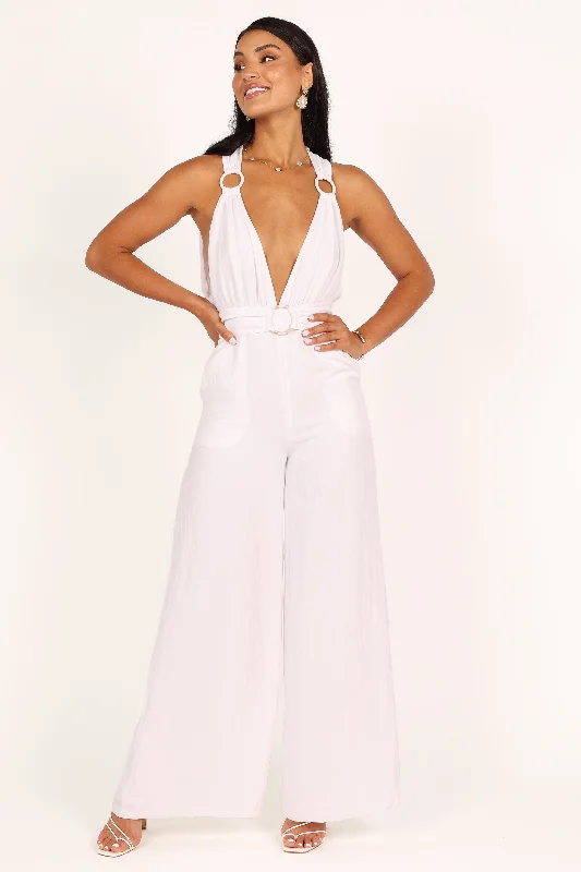 Imani Belted Jumpsuit - White