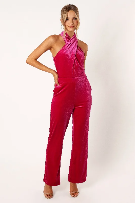 Liberty Velvet Jumpsuit - Magenta