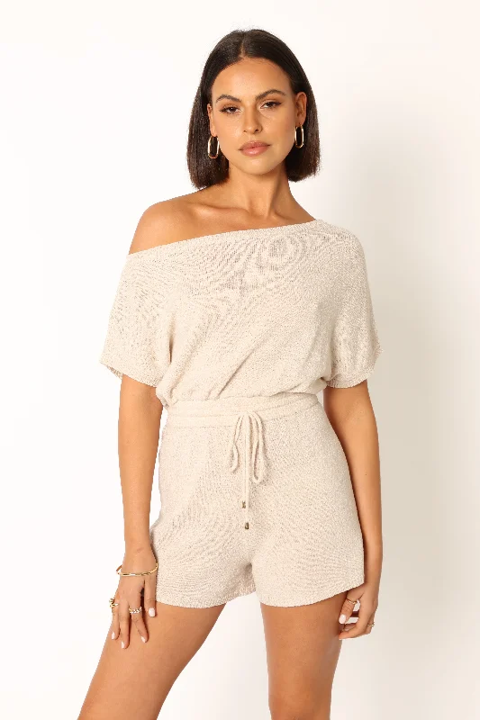 Miami Knit Romper - Oatmeal