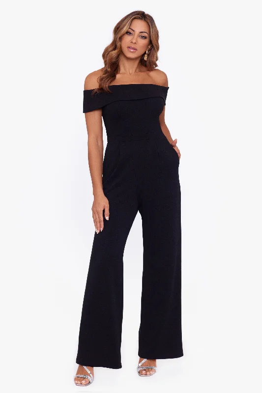 Off The Shoulder Scuba Crepe Jumpsuit