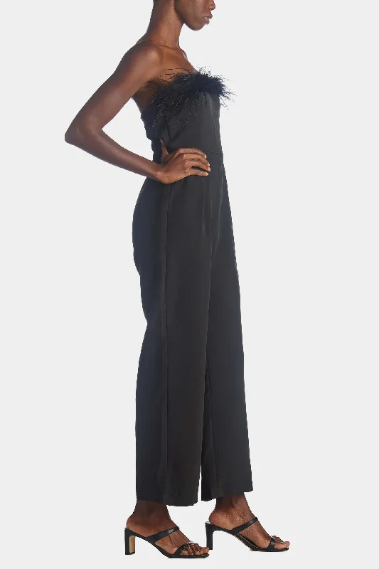 Solid Trimmed Sleeveless Jumpsuit