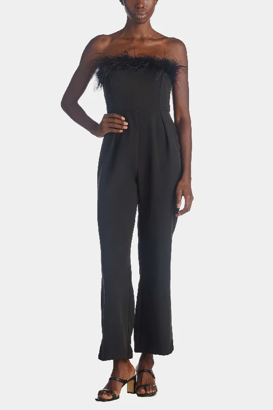 Solid Trimmed Sleeveless Jumpsuit