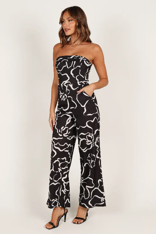 York Jumpsuit - White/Black Floral