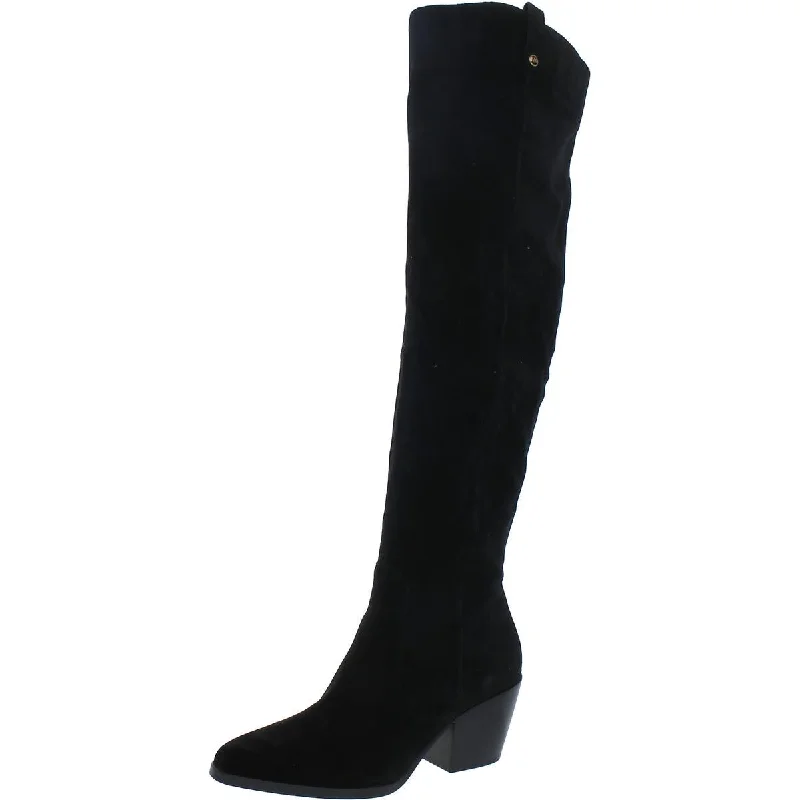 Womens Suede Pointed Toe Over-The-Knee Boots