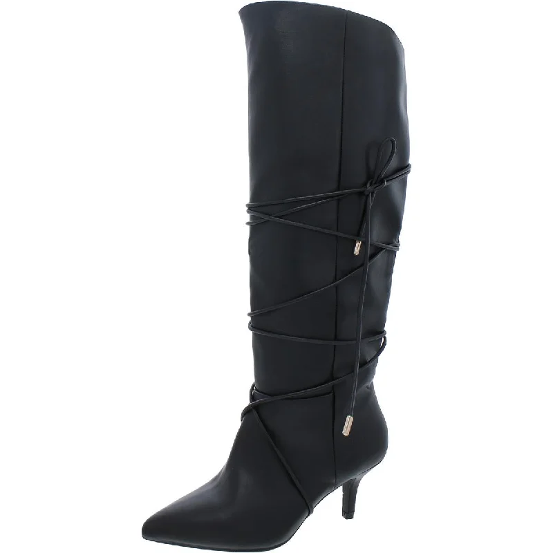 Womens Faux Leather Pointed Toe Knee-High Boots