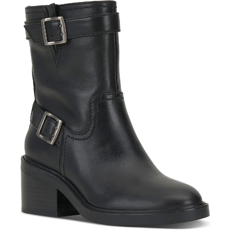 Vergila Womens Buckle Ankle Motorcycle Boots