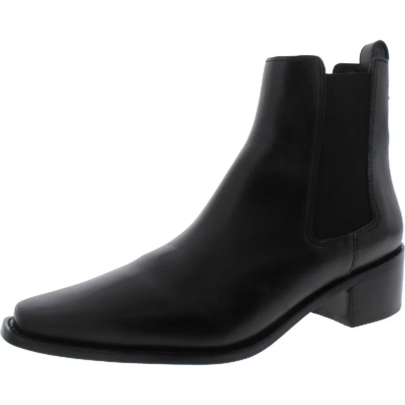 Womens Leather Square Toe Chelsea Boots