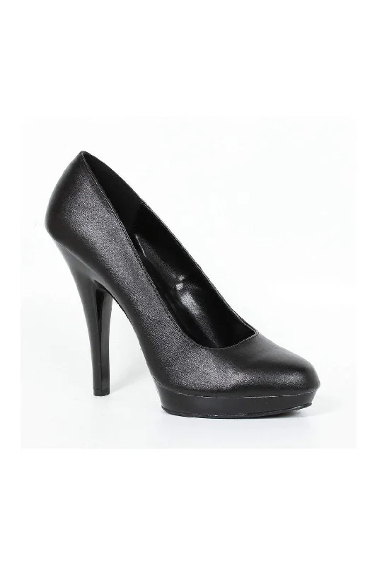 521-FEMME-W Pump  | Black Faux Leather