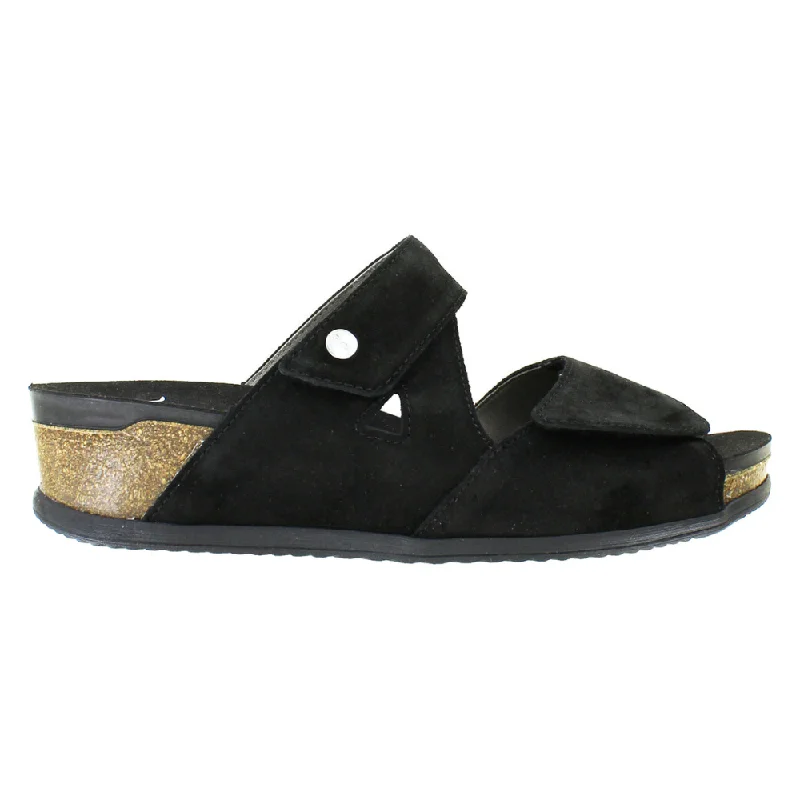 Ara Napa Black Adjustable Cork Wedge Slide Sandal (Women's)