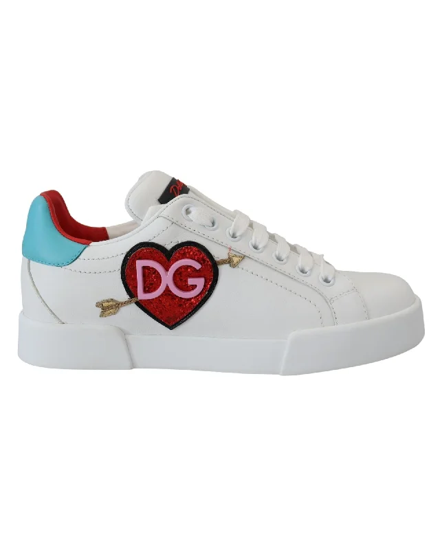 Dolce & Gabbana Leather Sneaker with Heart Logo