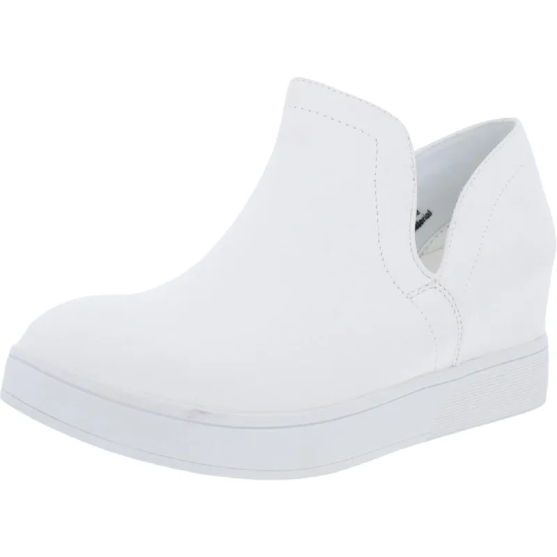 Womens Faux Leather Slip On Fashion Sneakers