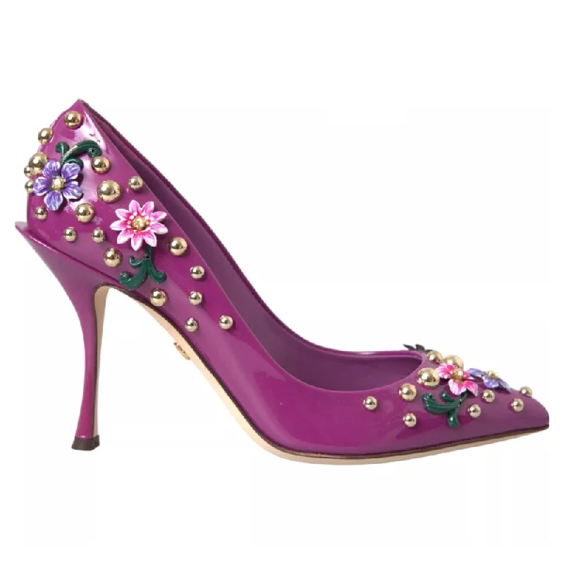 Dolce & Gabbana Purple Leather Di Calfskin Women's Pump