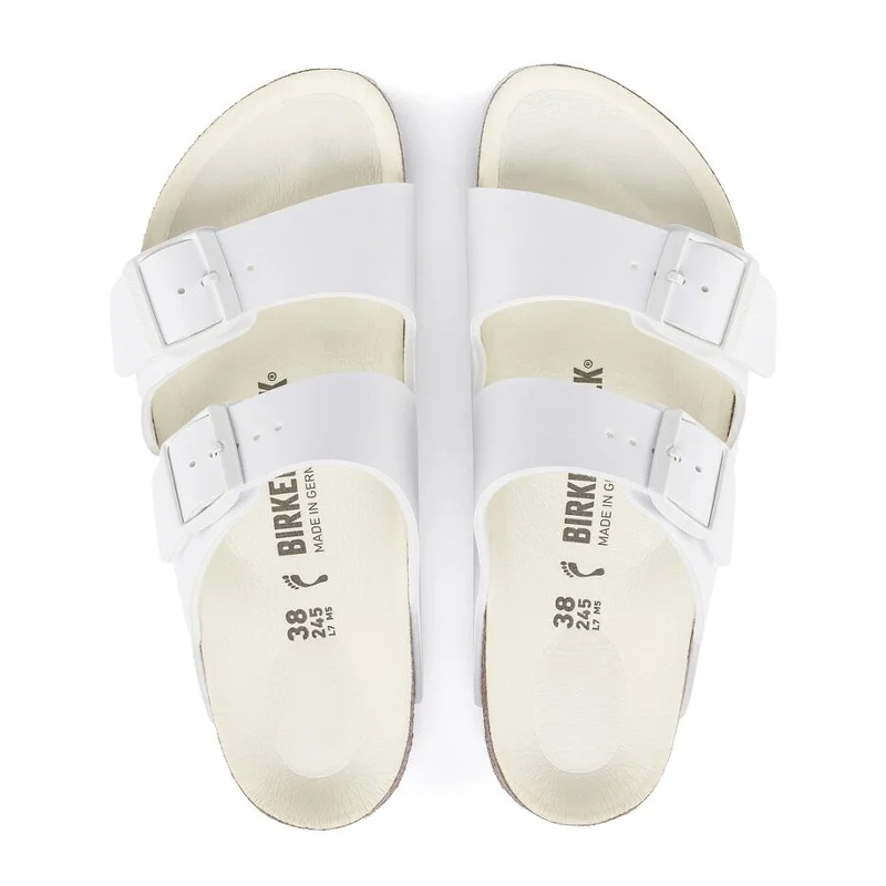 Birkenstock Arizona Slide Sandal (Women) - White/White Birko-Flor