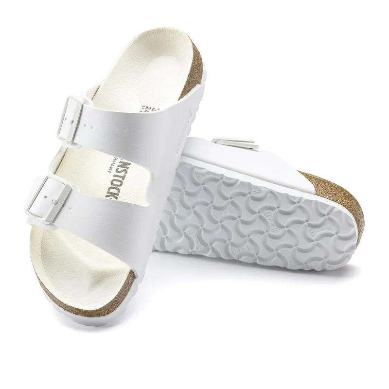 Birkenstock Arizona Slide Sandal (Women) - White/White Birko-Flor