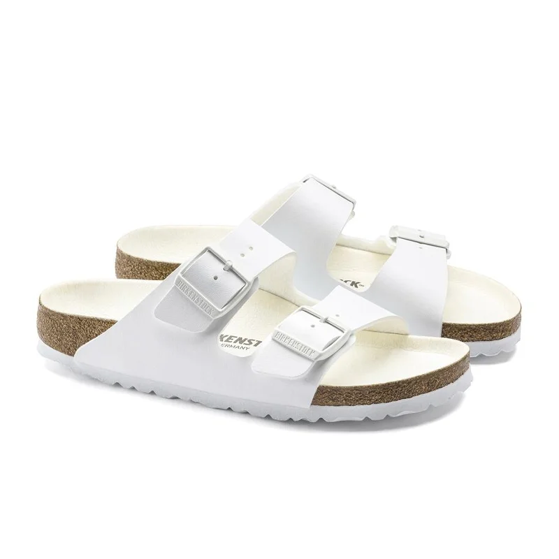 Birkenstock Arizona Slide Sandal (Women) - White/White Birko-Flor