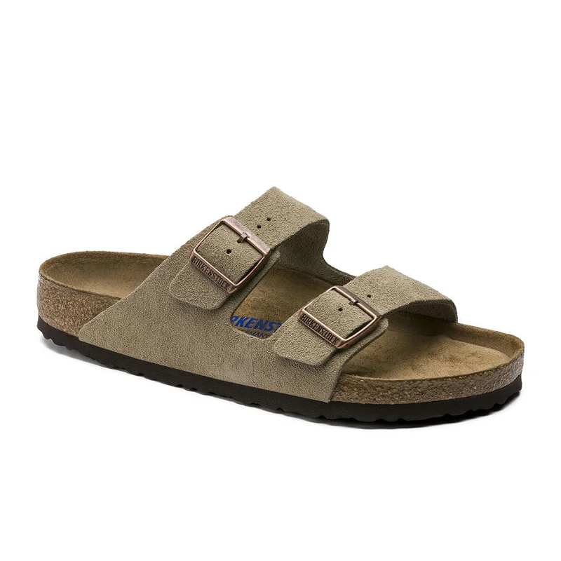 Birkenstock Arizona Soft Footbed Slide Sandal (Unisex) - Taupe Suede