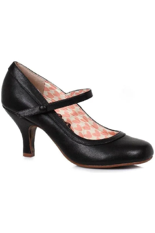 Bettie Page Bettie Vintage Pump  | Black Faux Leather