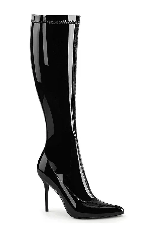 CLASSIQUE-2000 Knee Boot | Black Patent