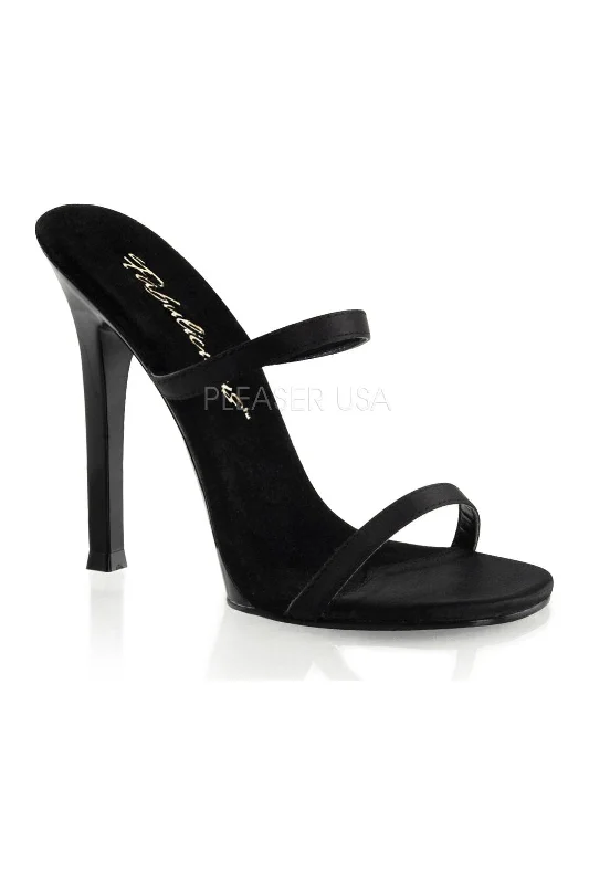 GALA-02 Mule | Black Genuine Satin