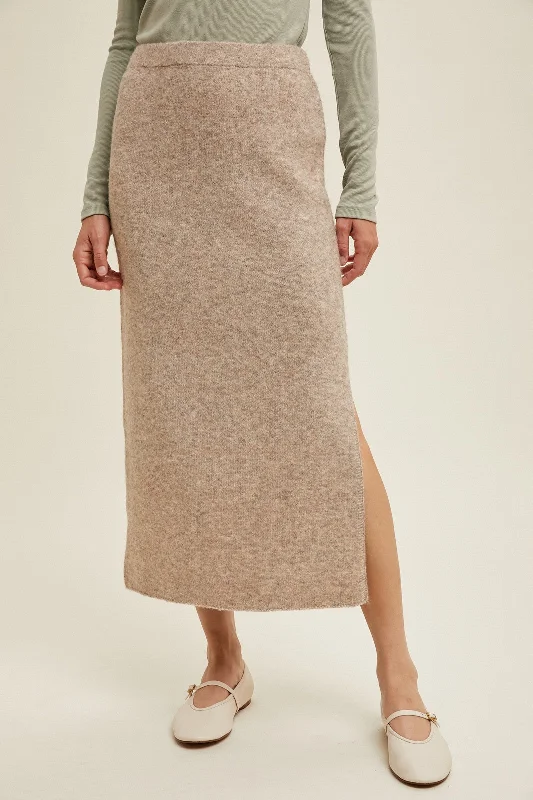 Brushed Melange Midi Skirt