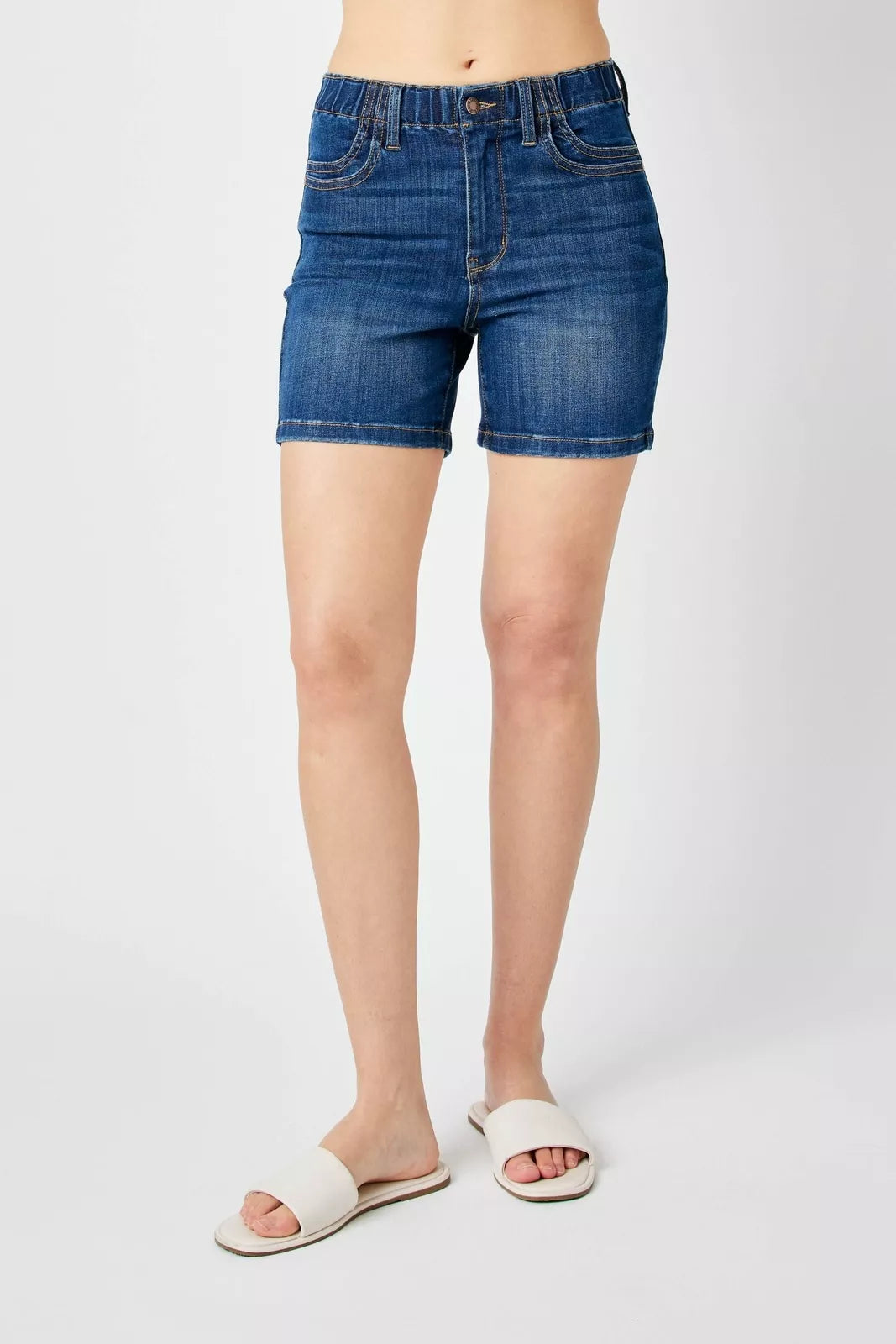 Judy Blue Elastic Waistband Dark Wash Shorts