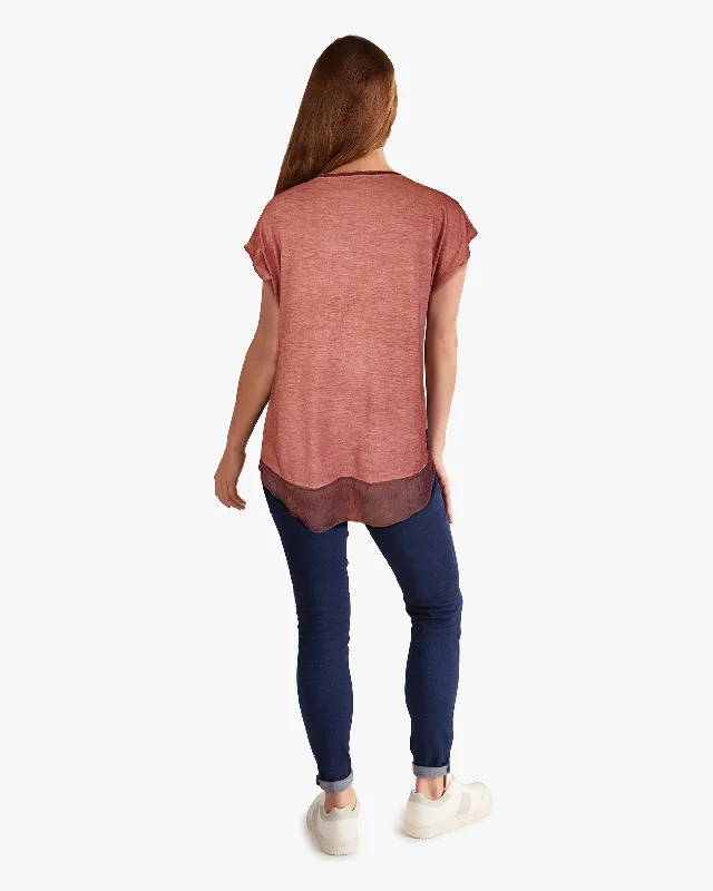 Chiffon Trim Oil Dye Top