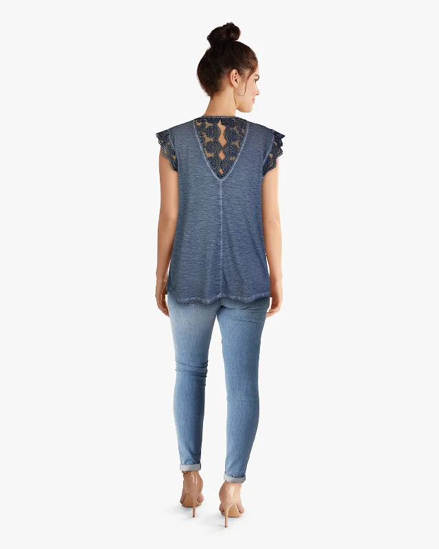 Lace Open Back Detail Top