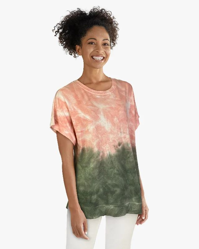 Cutoff Sleeve Tie Dye Top