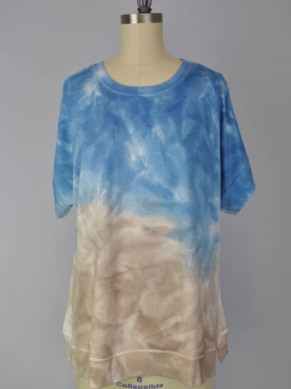 Cutoff Sleeve Tie Dye Top