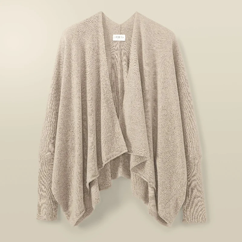 Eden Fine Merino Wrap Cardigan in Light Oatmeal