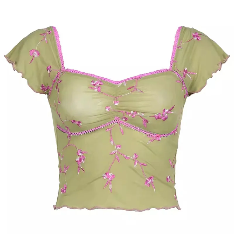 French Summer Floral Crop Top