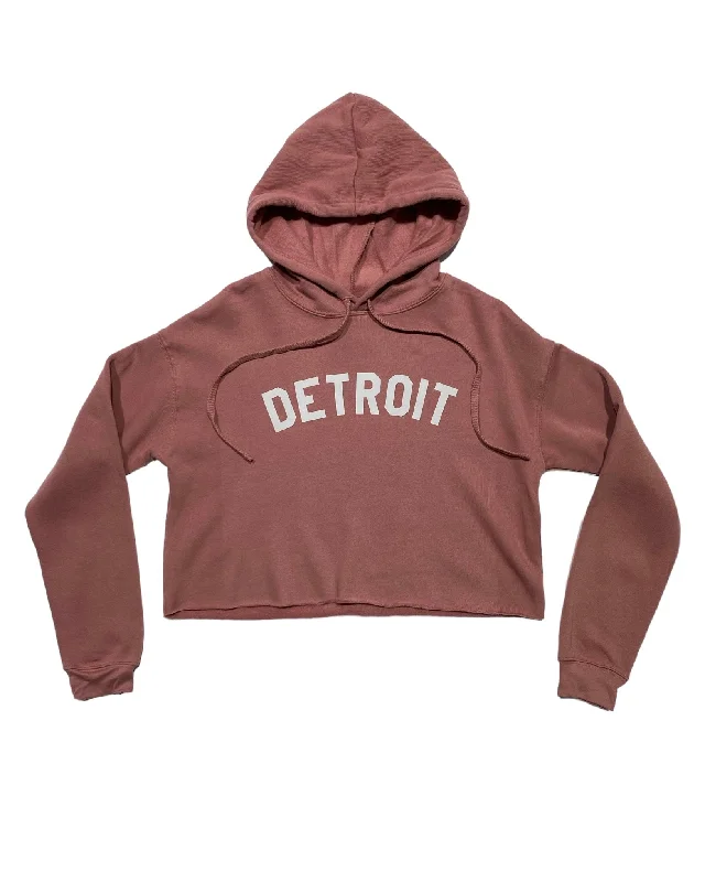 Ink Detroit Fleece Crop Hoodie - Mauve