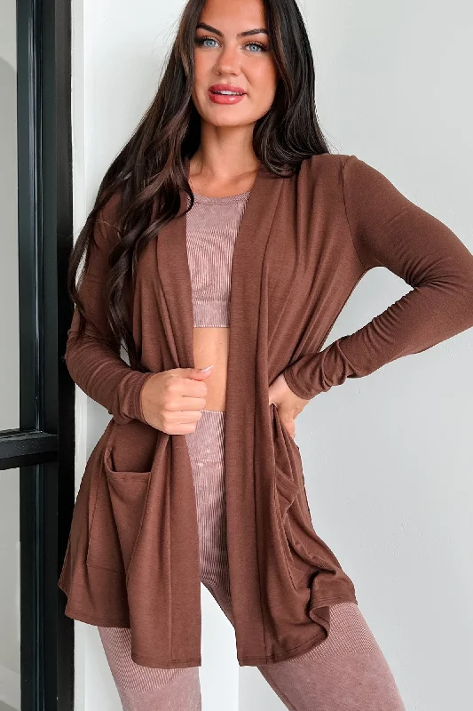 Keeping You Around Lightweight Zenana Cardigan (Brown)