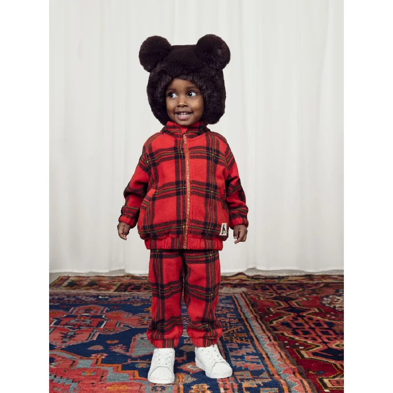 Mini Rodini Red Check Aop Fleece Pants