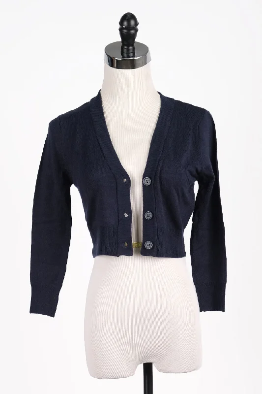 Navy Cropped Cardigan