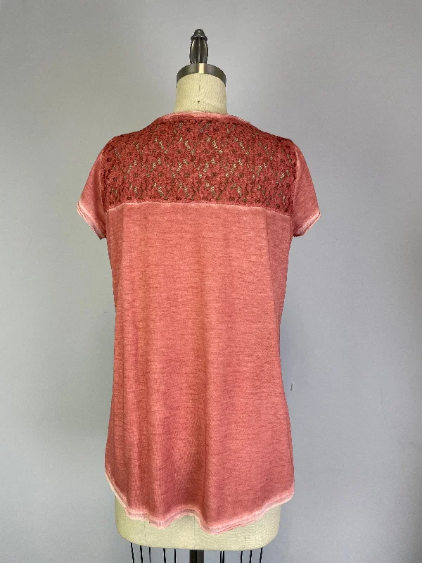 Oil Dye Lace Back Yoke Top (D190682) Desert Sand