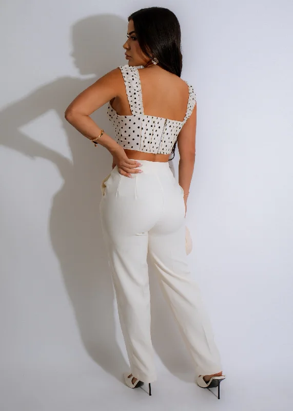 Polka Dot Charm Crop Top White